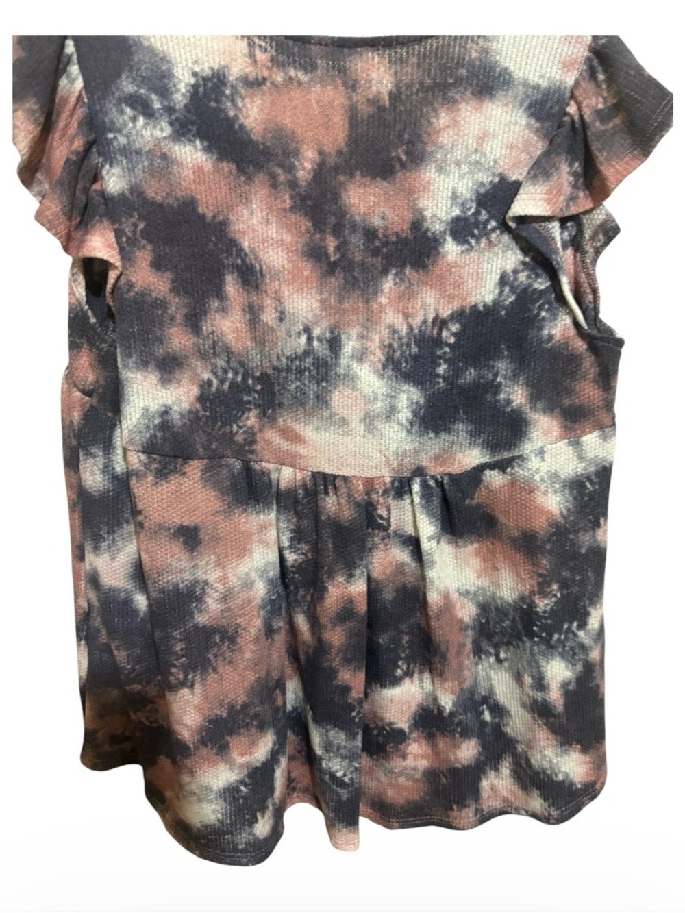Ces Femme tie-Dye Ruffle Sleeve Women’s Top - Pink & gray